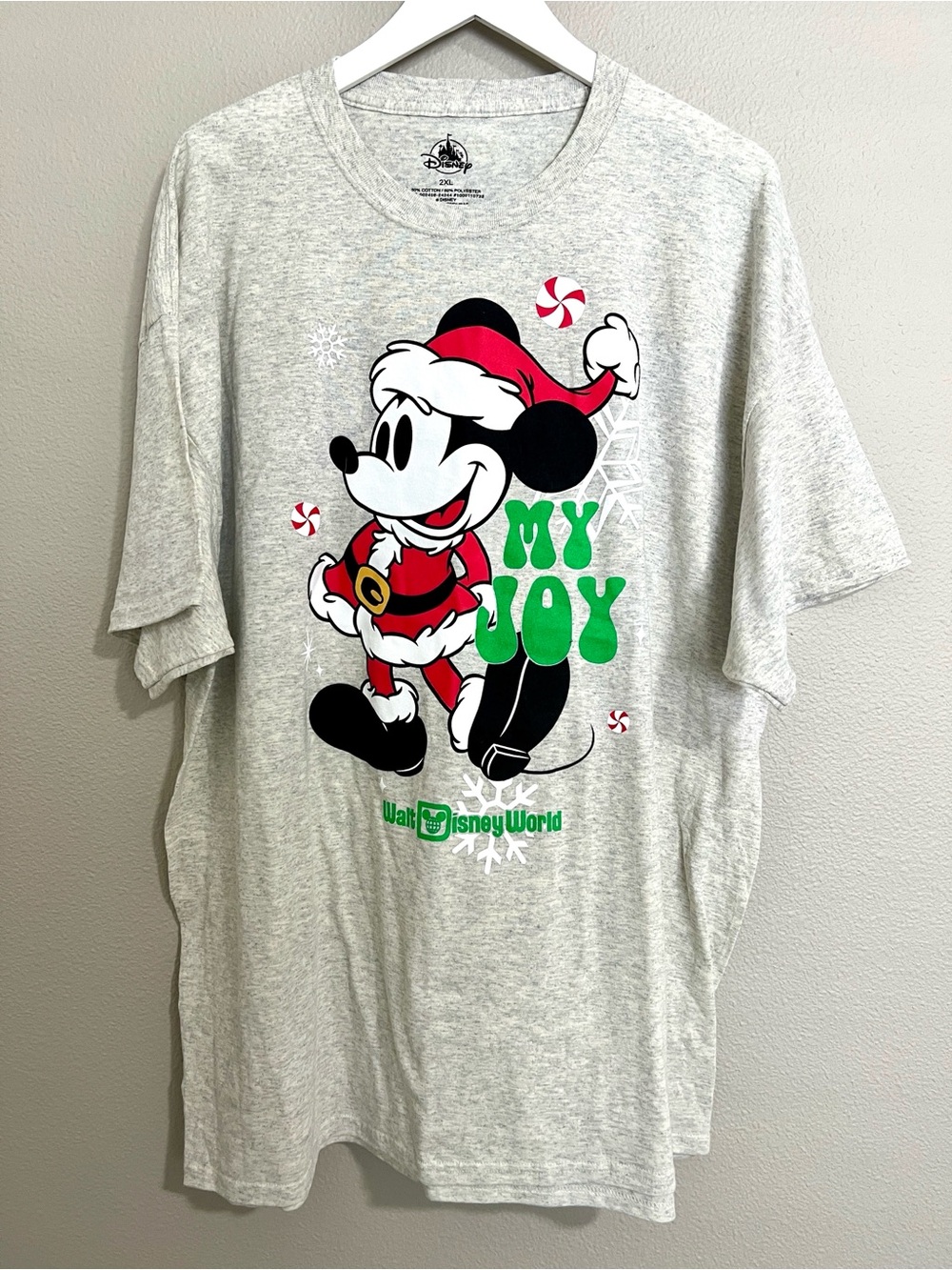 NWT WDW Disney Gray Mickey Mouse Holiday 'My Joy' Graphic Tee